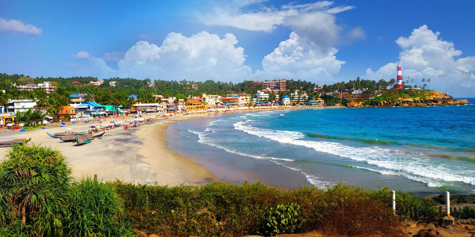 Stunning Kovalam Beach with Lighthouse