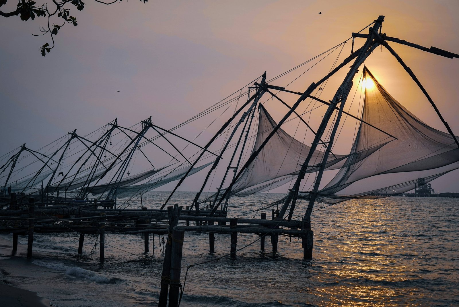 Chinese Fishing Nets at Sunset